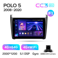 Штатная магнитола Teyes CC3 2k 4+64 Gb Volkswagen POLO 5 2008-2020 (F1) 9″