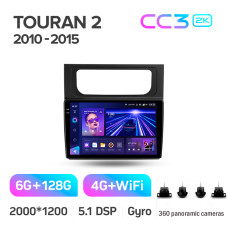 Штатна магнітола Teyes CC3 6+128 Gb з коловим оглядом 360° Volkswagen Touran 2 1T 2010-2015 10" 2k