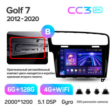 Штатна магнітола Teyes CC3 6+128 Gb з коловим оглядом 360° Volkswagen Golf 7 (F2) 2012-2020 10" 2k