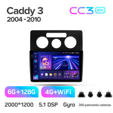Штатная магнитола Teyes CC3 2k 6+128 Gb 360° Volkswagen Caddy 2K 3 2004-2010 10″