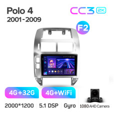 Штатная магнитола Teyes CC3 2k 4+32 Gb Volkswagen Polo 4 Mk4 2001-2009 (F2) 9″