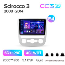 Штатна магнітола Teyes CC3 6+128 Gb з коловим оглядом 360° Volkswagen Scirocco 3 III Mk3 2008-2014 (F4) 9" 2k