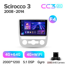 Штатная магнитола Teyes CC3 2k 4+64 Gb Volkswagen Scirocco 3 Mk3 2008-2014 (F4) 9″