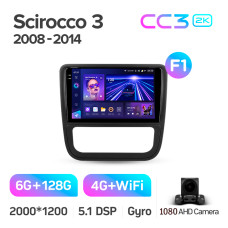 Штатная магнитола Teyes CC3 2k 6+128 Gb Volkswagen Scirocco 3 Mk3 2008-2014 (F1) 9″