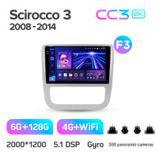 Штатная магнитола Teyes CC3 2k 6+128 Gb 360° Volkswagen Scirocco 3 Mk3 2008-2014 (F3) 9″