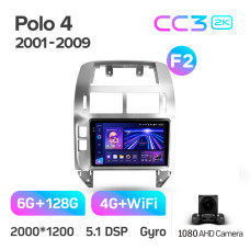 Штатная магнитола Teyes CC3 2k 6+128 Gb Volkswagen Polo 4 Mk4 2001-2009 (F2) 9″