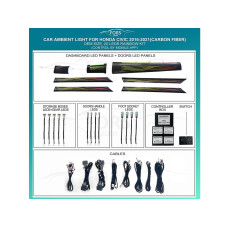 Підсвітка салону FORS.auto для Honda Civic 2016-2021 (Carbon Fiber)-20 LEDs