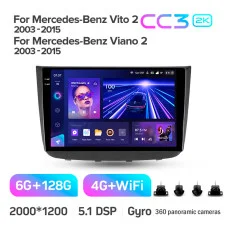 Штатная магнитола Teyes CC3 2k 6+128 Gb 360° Mercedes-Benz Vito 2 / Viano 2 W639 2003-2015 10″